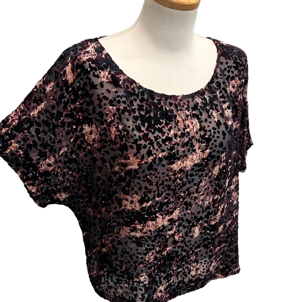 Club Monaco Velour Semi-Sheer Blouse Size Large
